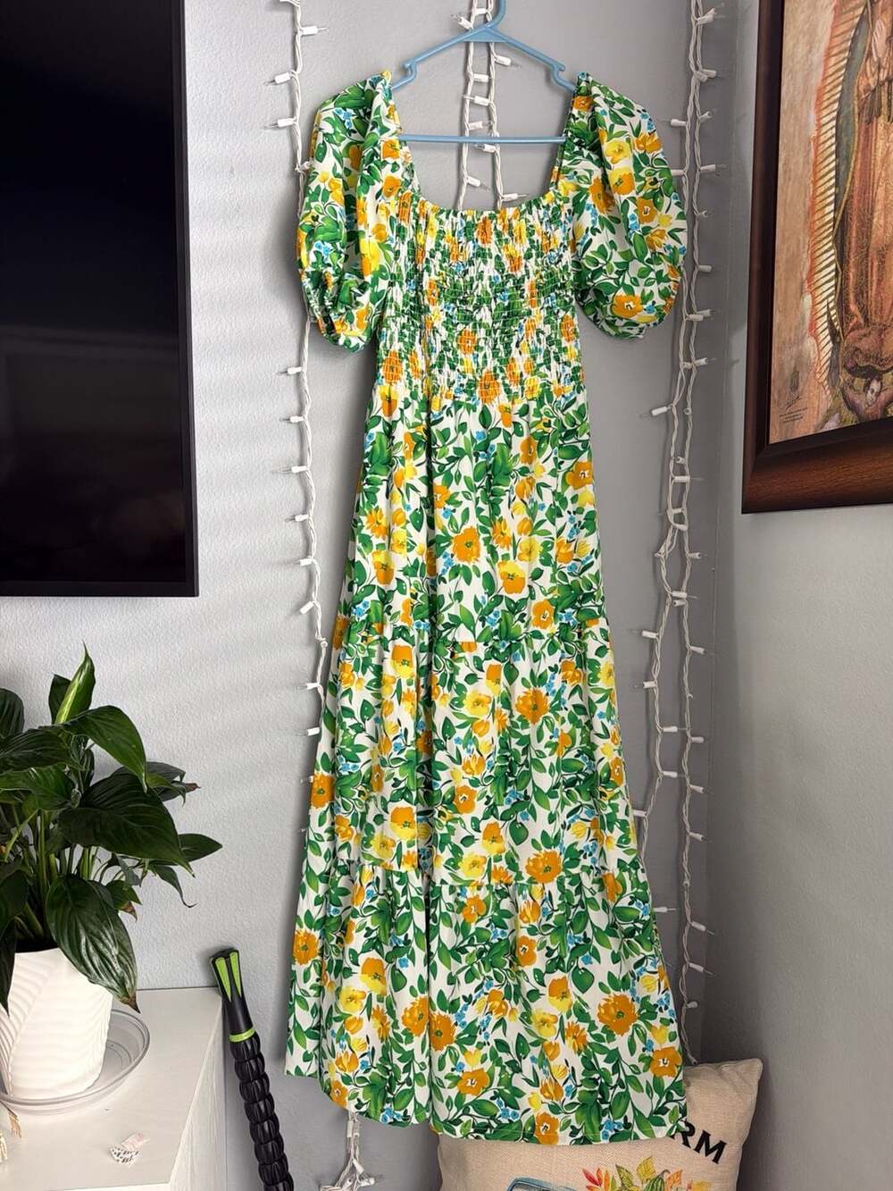 Ana & Rose Floral Smocked Tiered Maxi Dress, Size M - Picture 3 of 7